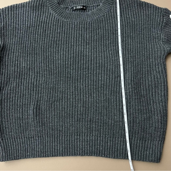 Gray Lace Up Crewneck Sweater - Picture 10 of 12